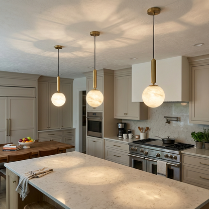 Natural Alabaster Orb Pendant Light