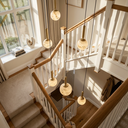 Natural Alabaster Orb Pendant Light