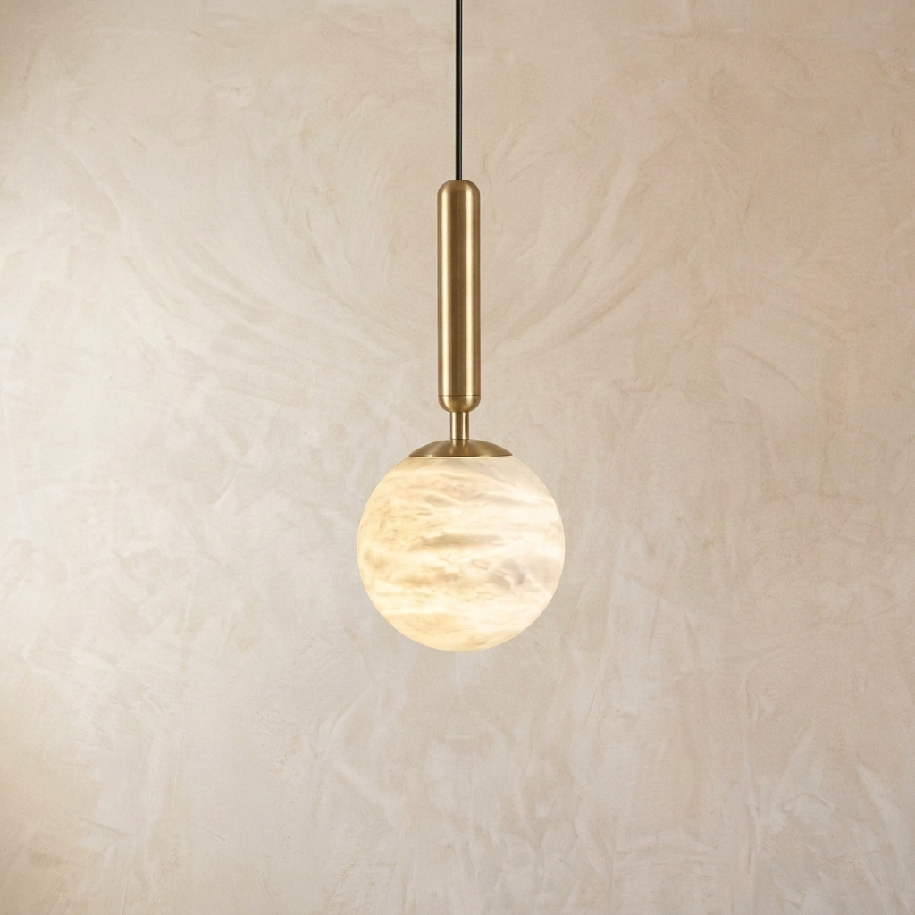 Natural Alabaster Orb Pendant Light