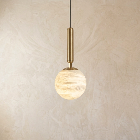 Natural Alabaster Orb Pendant Light