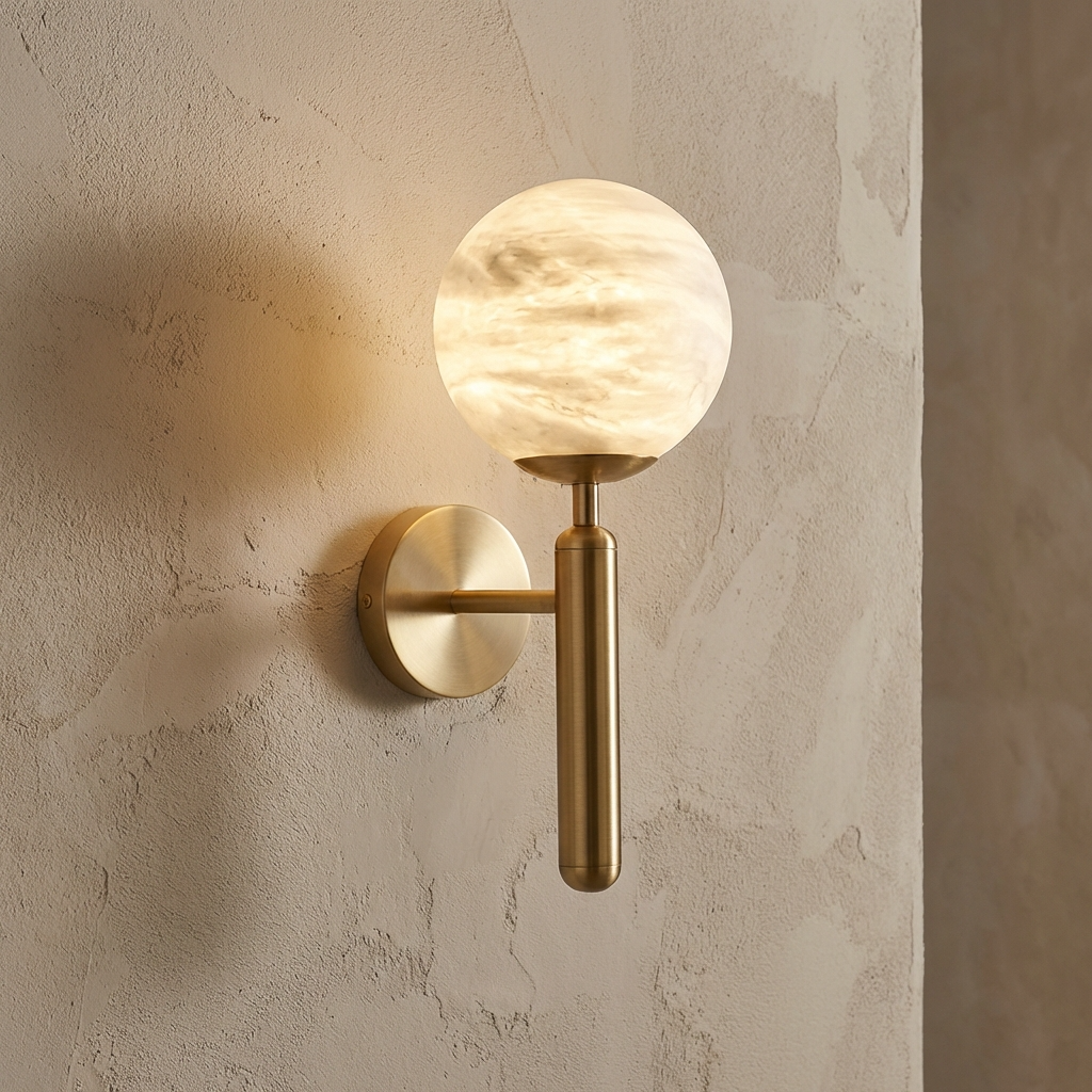 Natural Alabaster Orb Wall Light