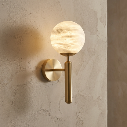 Natural Alabaster Orb Wall Light
