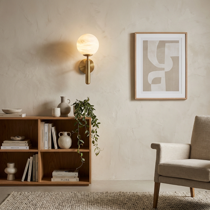 Natural Alabaster Orb Wall Light