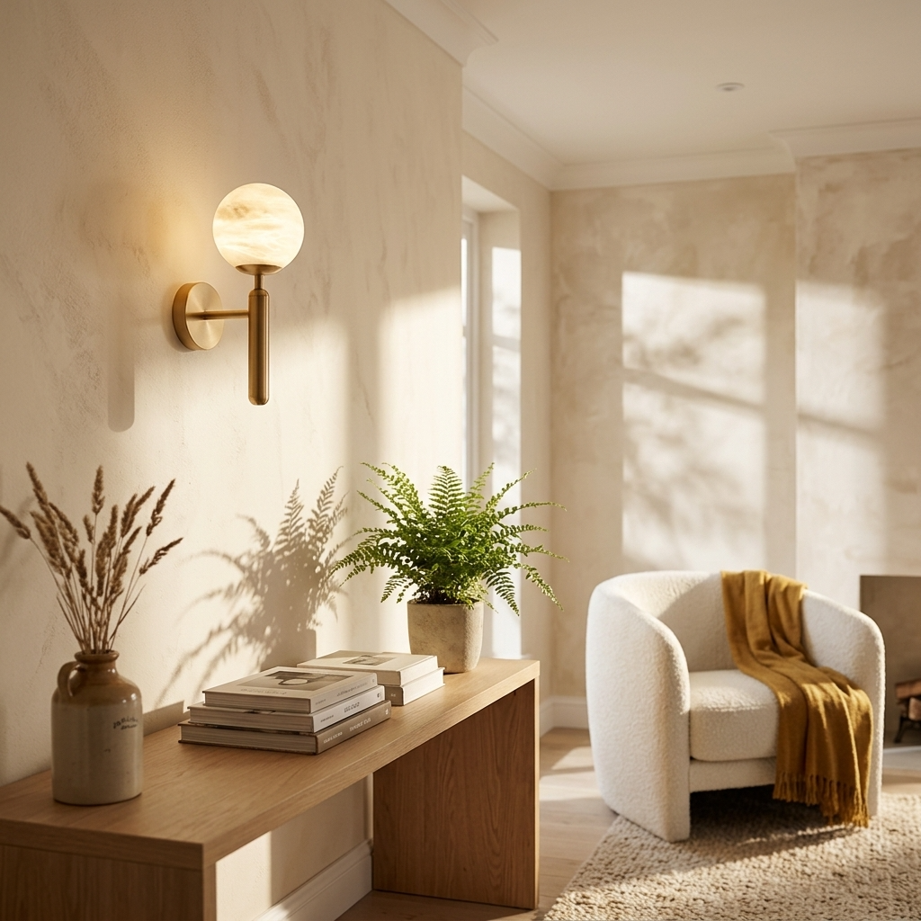 Natural Alabaster Orb Wall Light