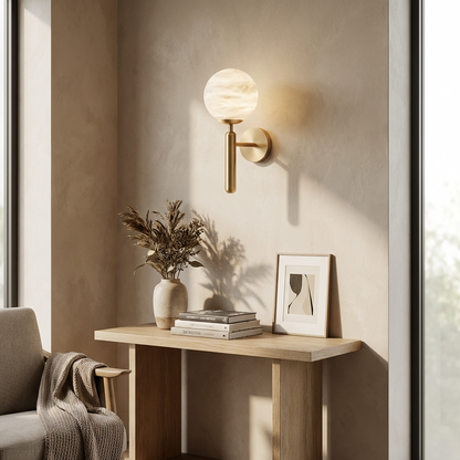 Natural Alabaster Orb Wall Light