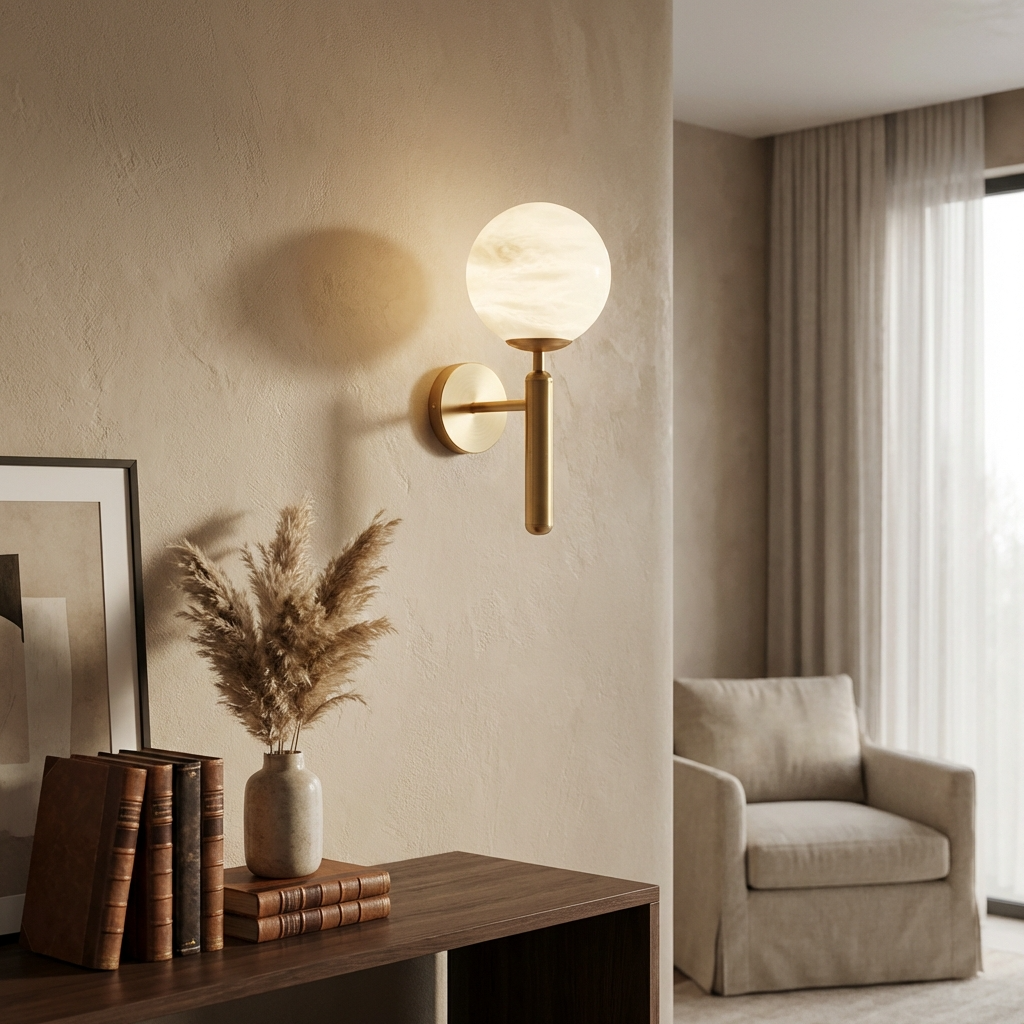 Natural Alabaster Orb Wall Light