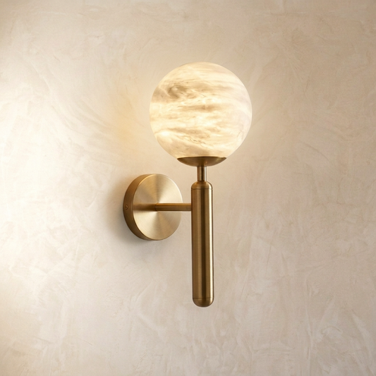 Natural Alabaster Orb Wall Light