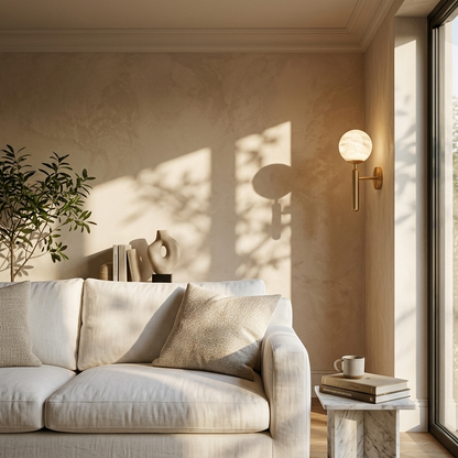 Natural Alabaster Orb Wall Light