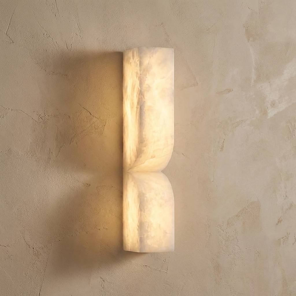 Natural Alabaster Sculptural Wall Sconce