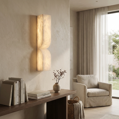Natural Alabaster Sculptural Wall Sconce