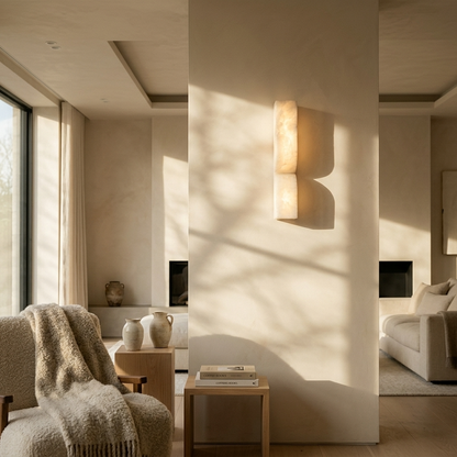 Natural Alabaster Sculptural Wall Sconce