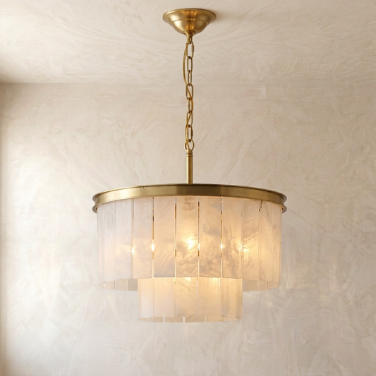 Natural Alabaster Tiered Chandelier