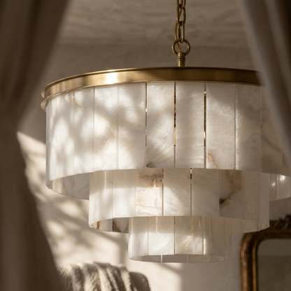 Natural Alabaster Tiered Chandelier