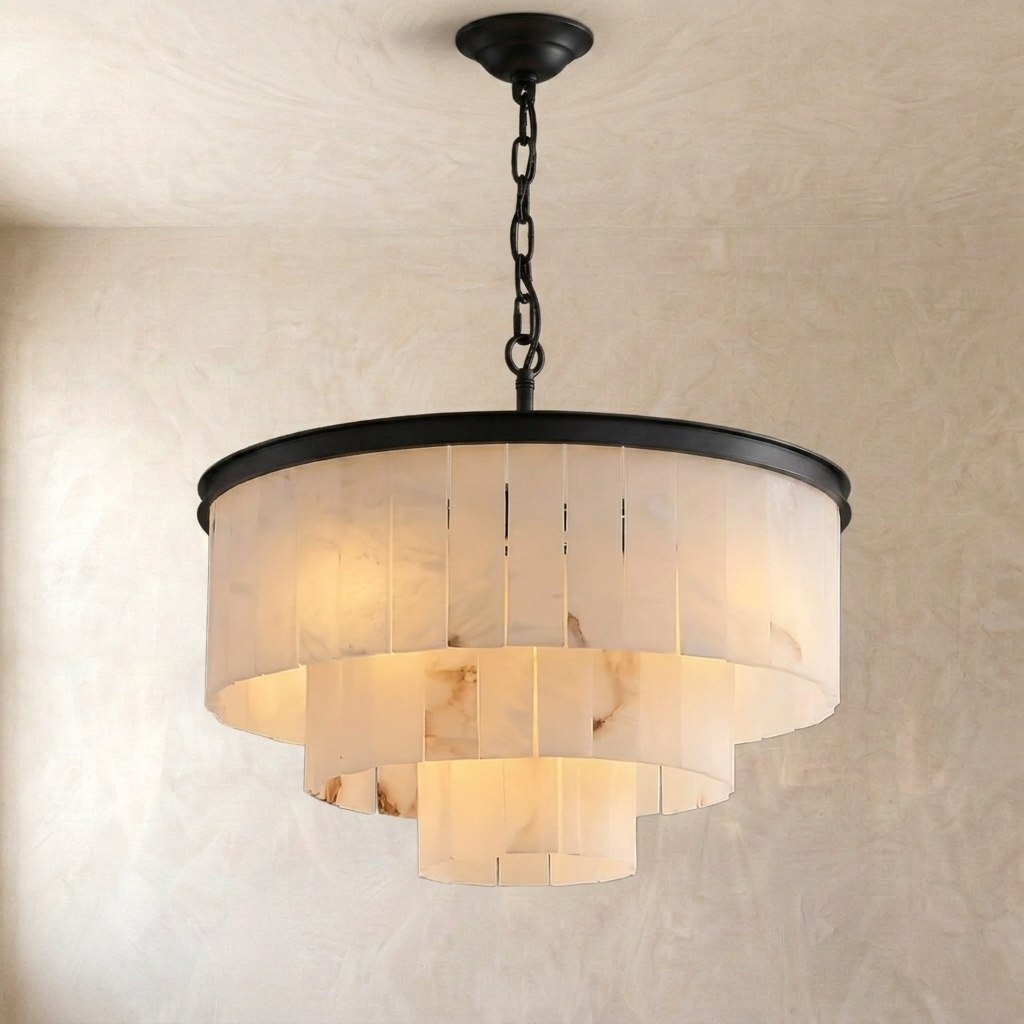 Natural Alabaster Tiered Chandelier