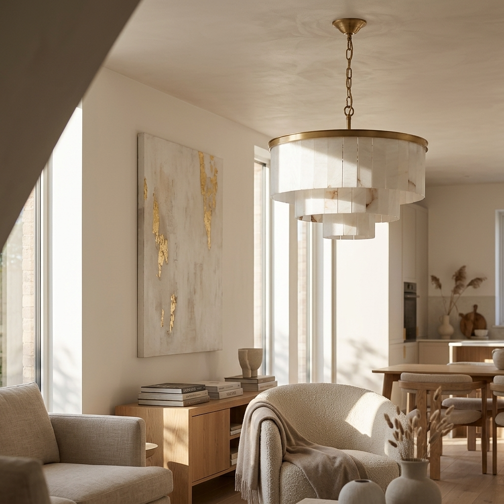 Natural Alabaster Tiered Chandelier