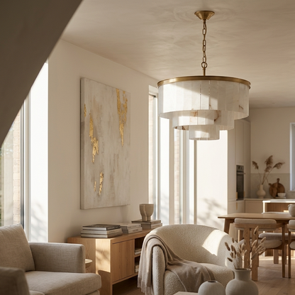 Natural Alabaster Tiered Chandelier