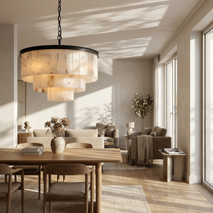 Natural Alabaster Tiered Chandelier