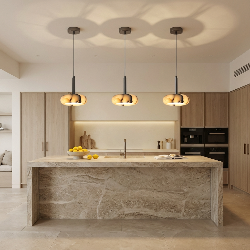 Natural Marble Bowl Pendant Light