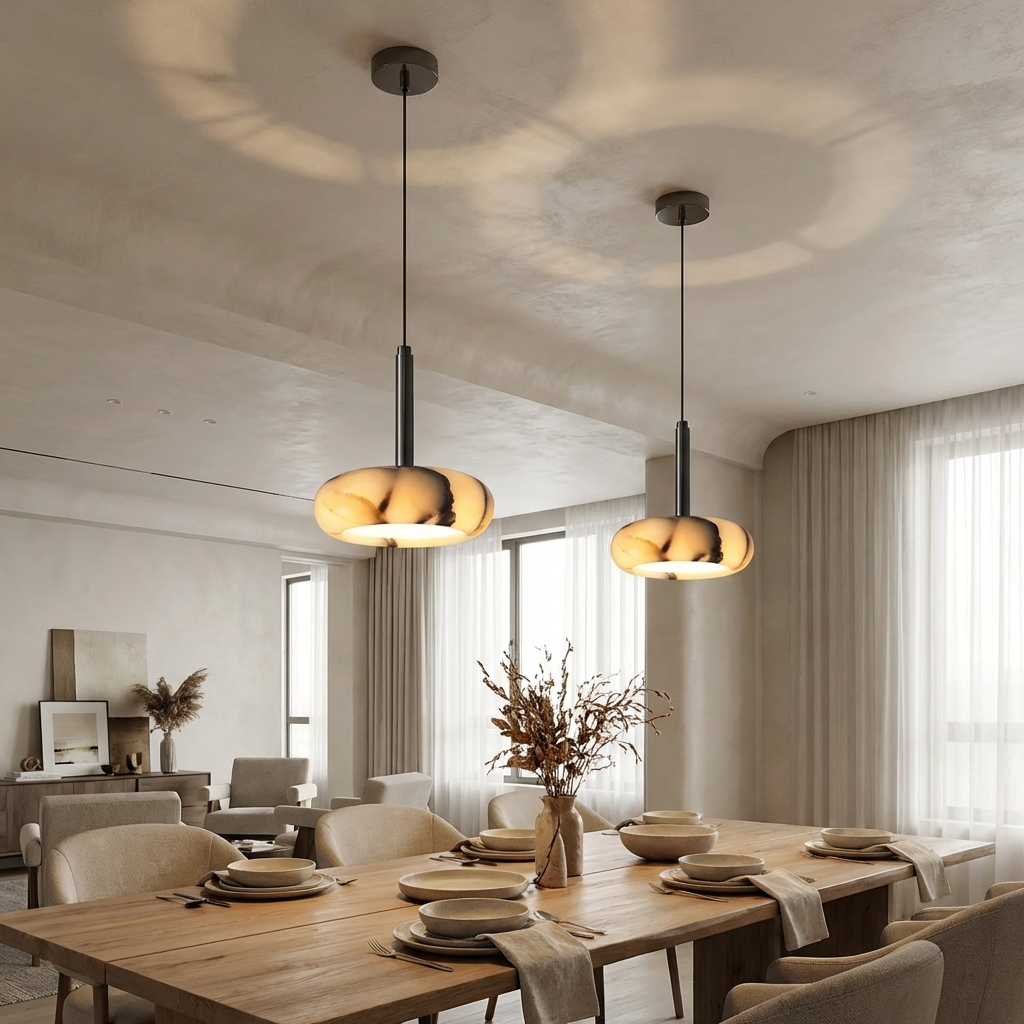 Natural Marble Bowl Pendant Light