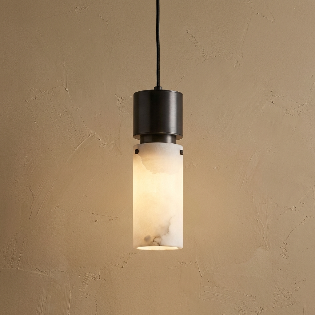 Natural Alabaster Brass Pendant Light