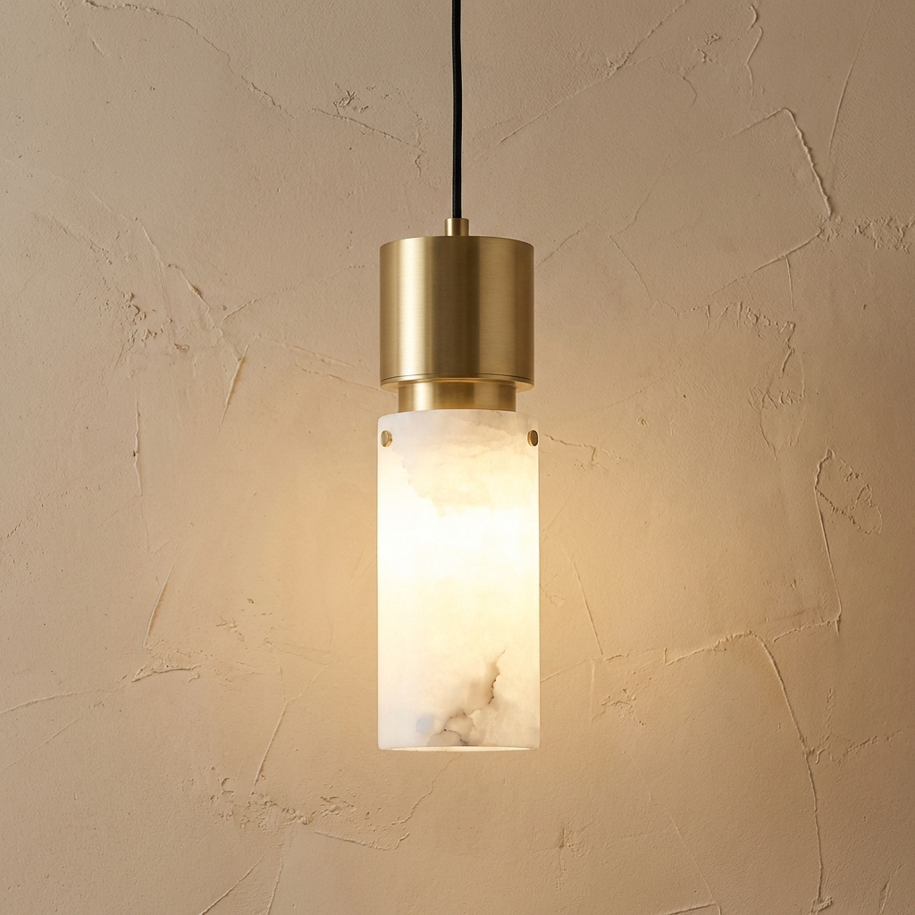 Natural Alabaster Brass Pendant Light