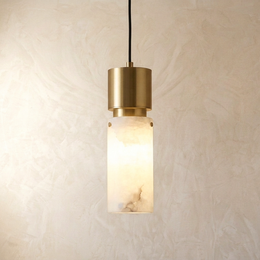 Natural Alabaster Brass Pendant Light