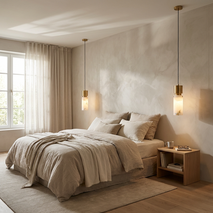 Natural Alabaster Brass Pendant Light
