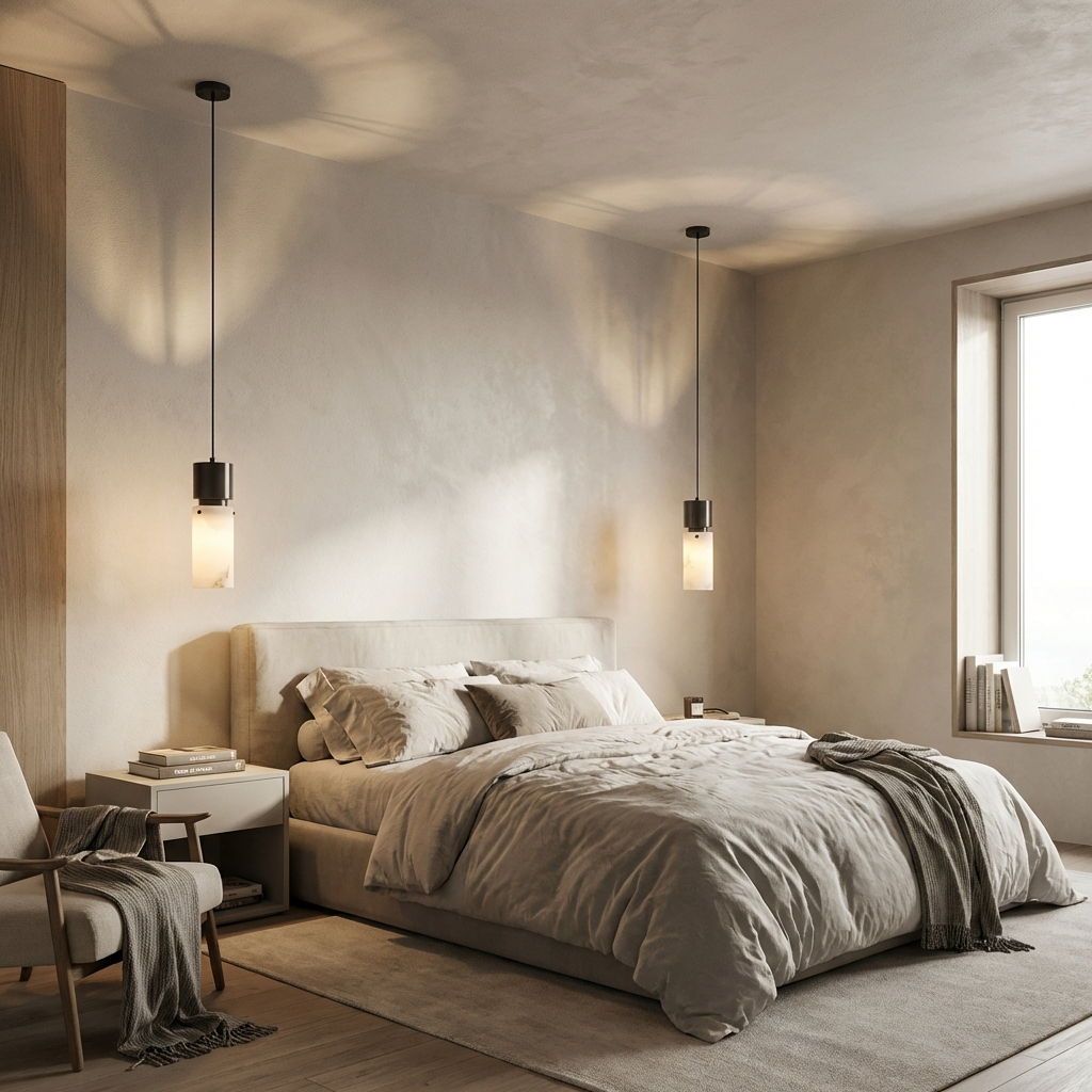 Natural Alabaster Brass Pendant Light