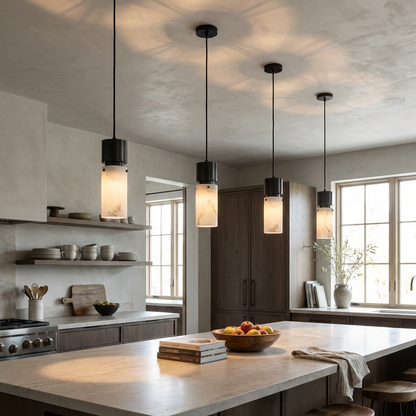 Natural Alabaster Brass Pendant Light
