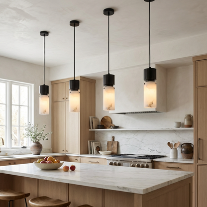 Natural Alabaster Brass Pendant Light