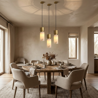 Natural Alabaster Brass Pendant Light