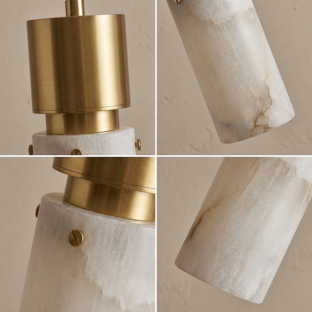 Natural Alabaster Brass Pendant Light