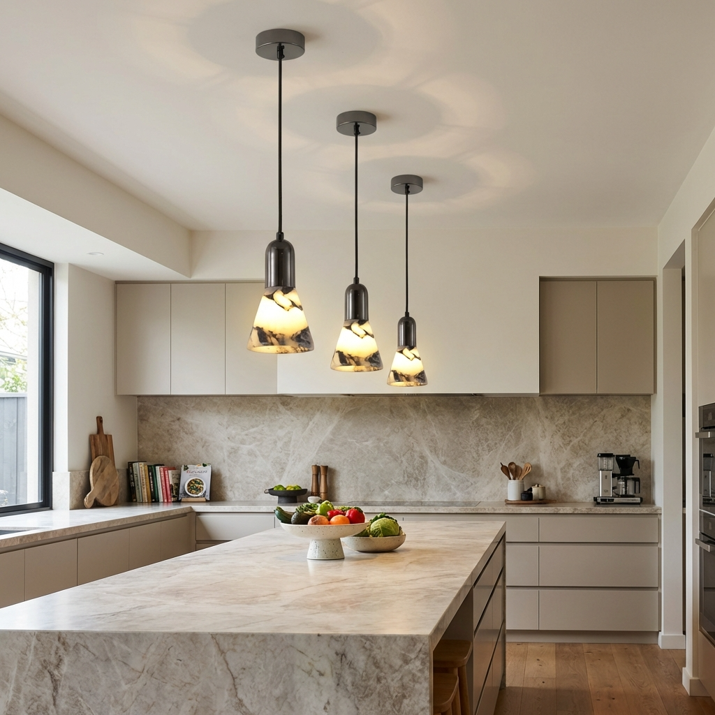 Natural Marble Cone Pendant Light