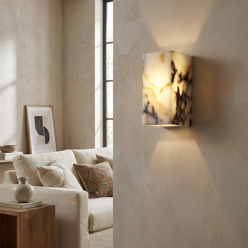 Natural Marble Cuboid Wall Light