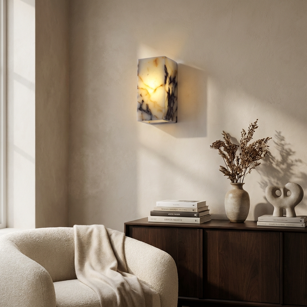 Natural Marble Cuboid Wall Light