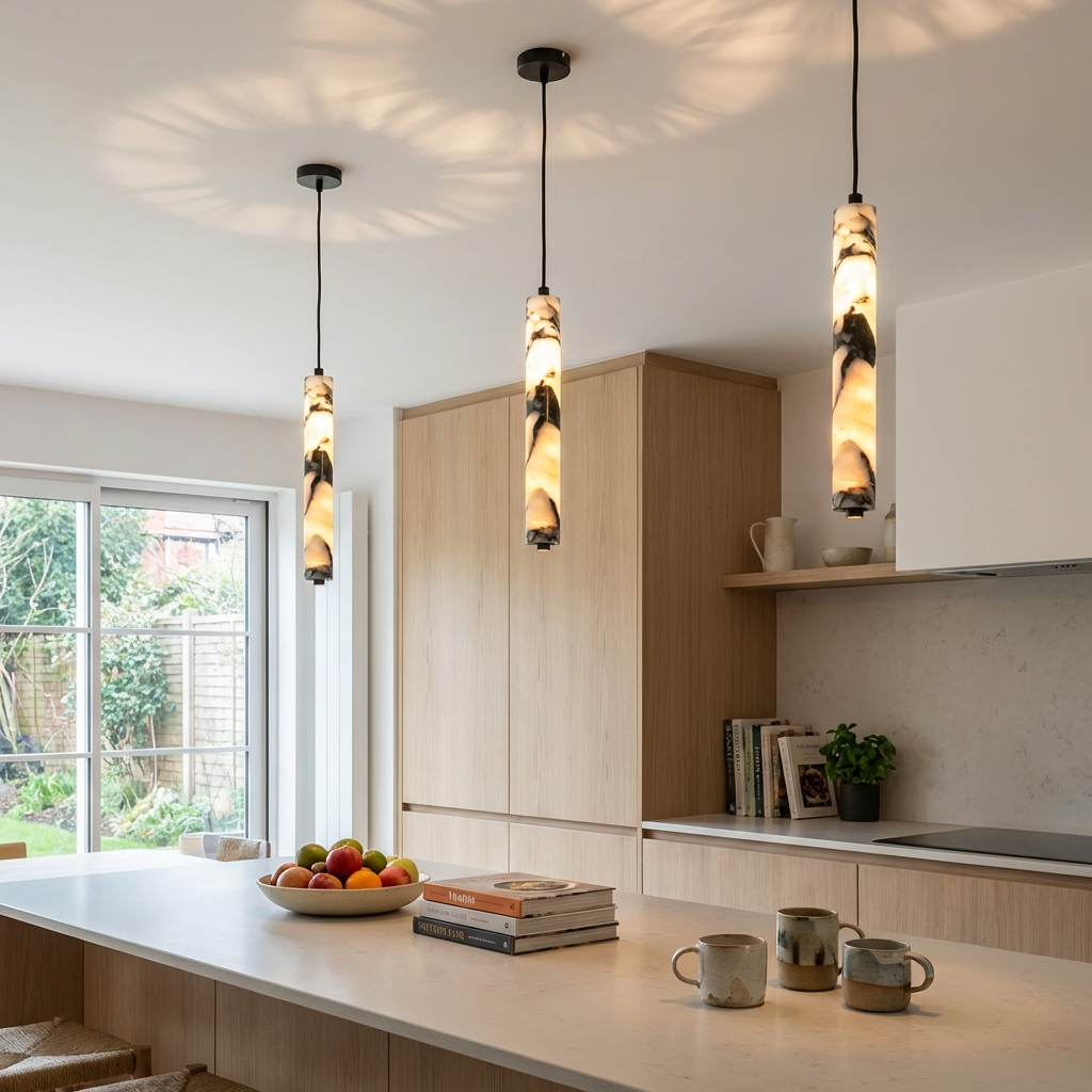 Natural Marble Cylinder Pendant Light