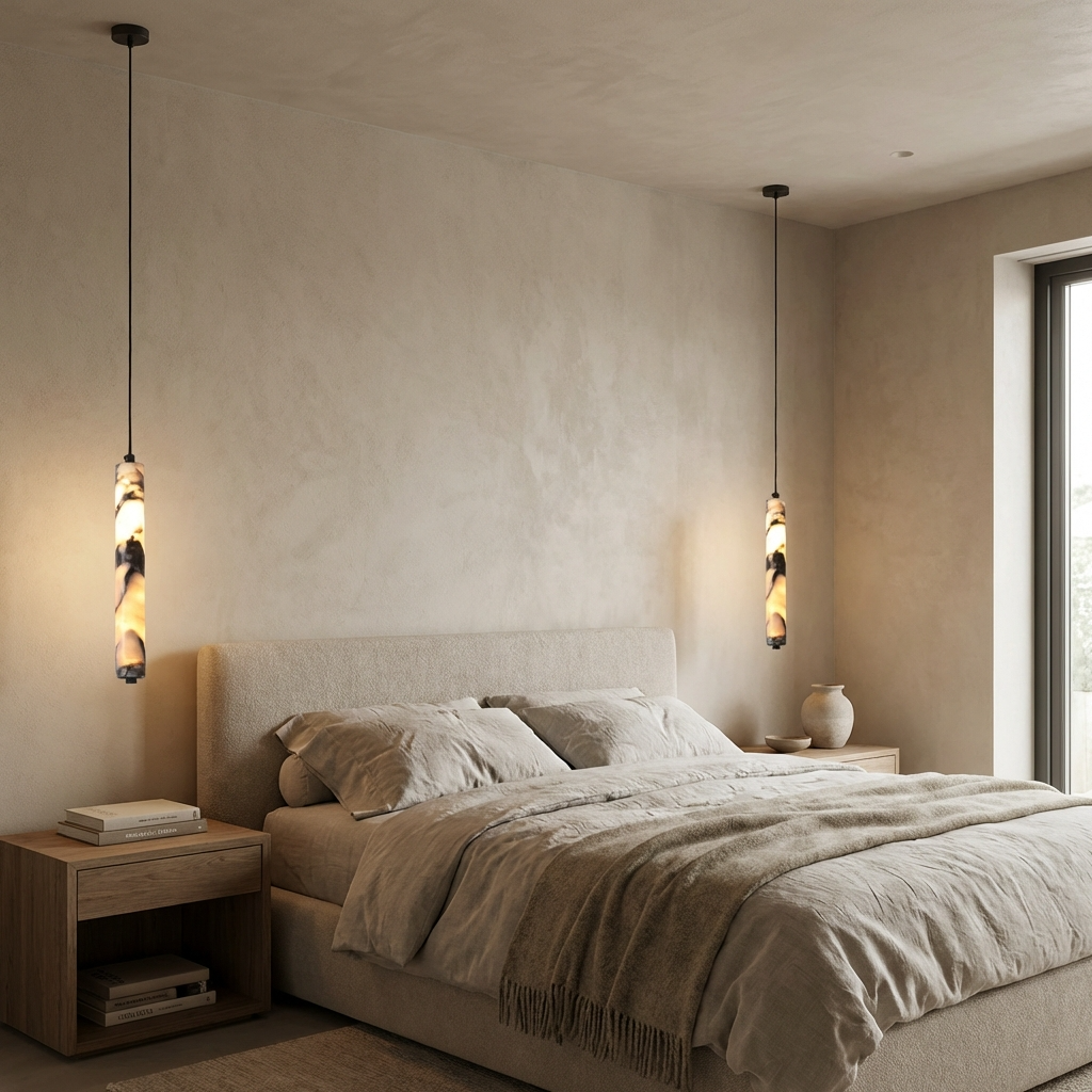Natural Marble Cylinder Pendant Light