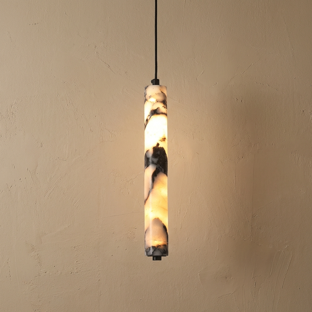 Natural Marble Cylinder Pendant Light