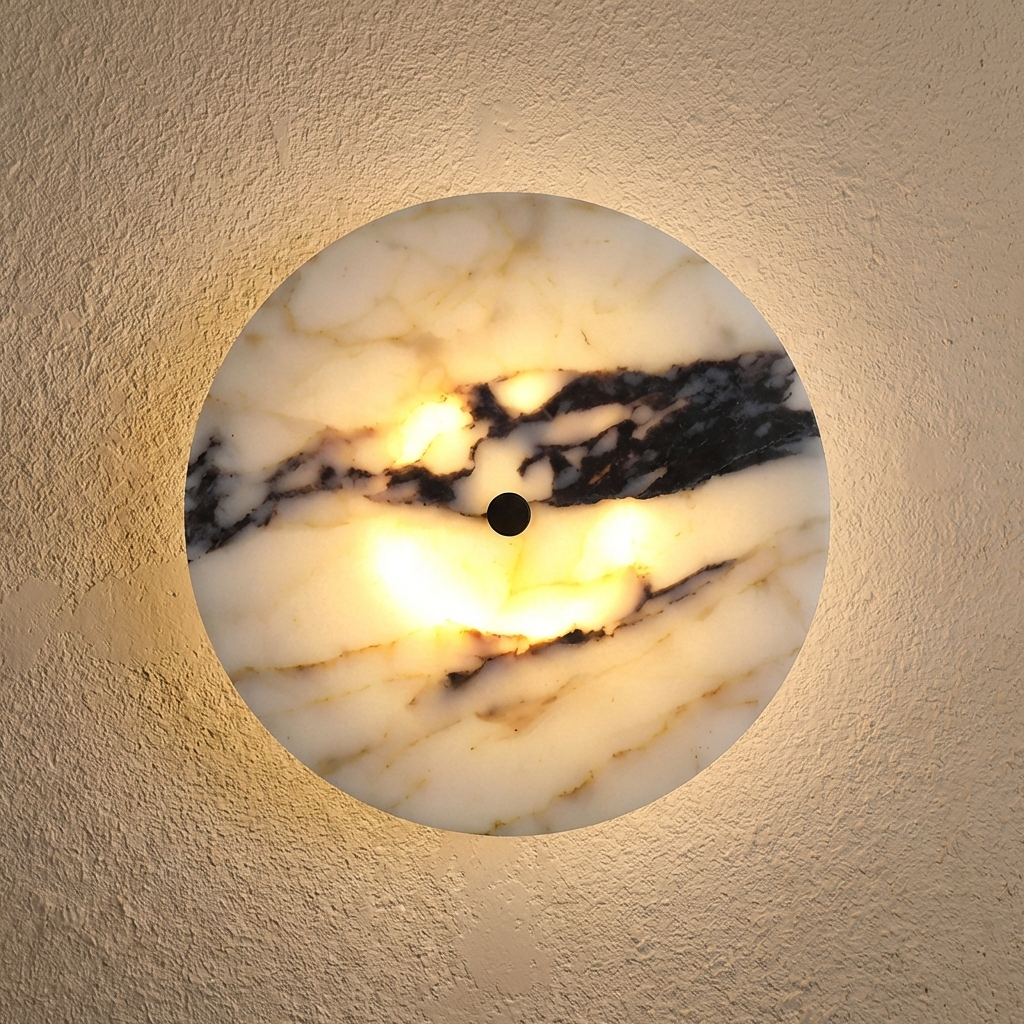 Natural Marble Disk Sconce Wall Light