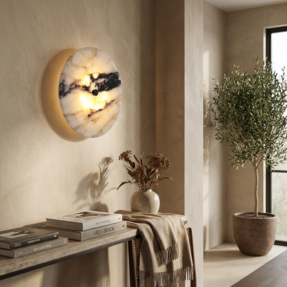 Natural Marble Disk Sconce Wall Light