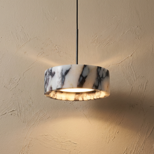 Natural Marble Drum Pendant Light
