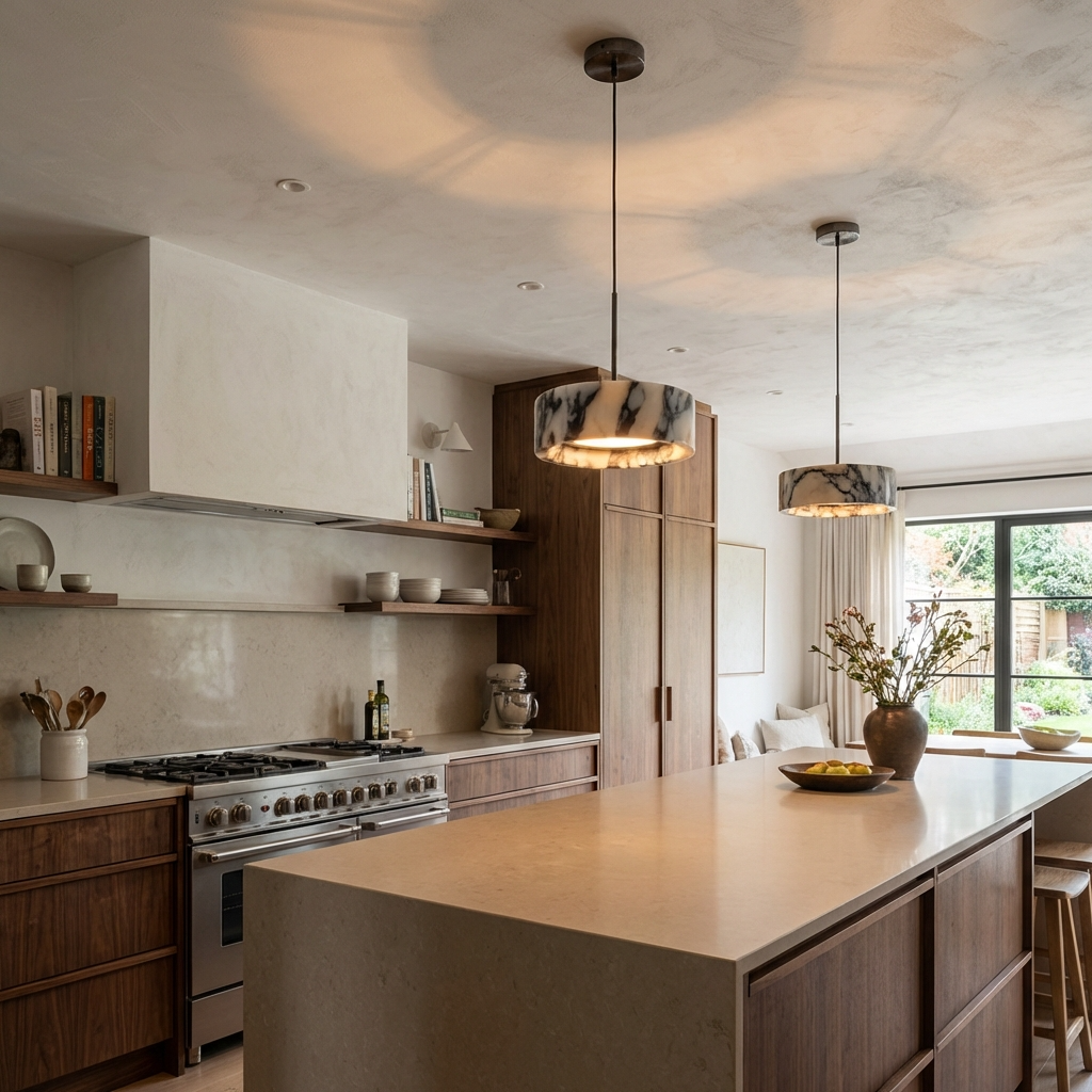 Natural Marble Drum Pendant Light
