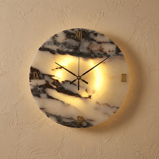 Natural Marble Functioning Clock Wall Light