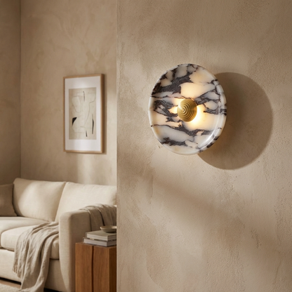 Natural Marble Round Wall Light