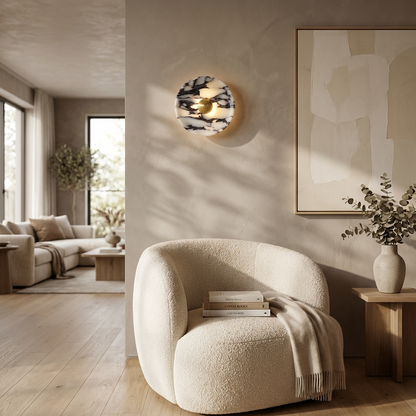 Natural Marble Round Wall Light
