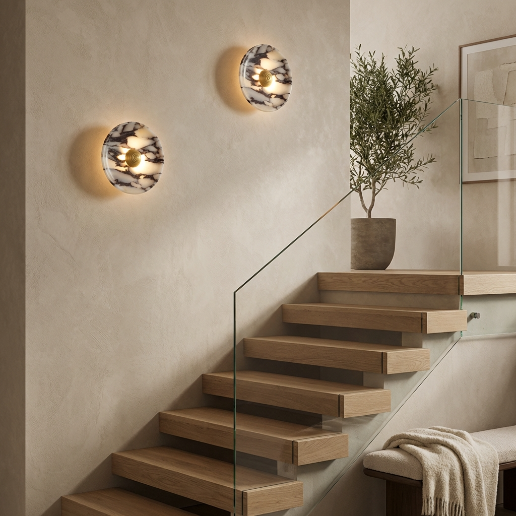 Natural Marble Round Wall Light