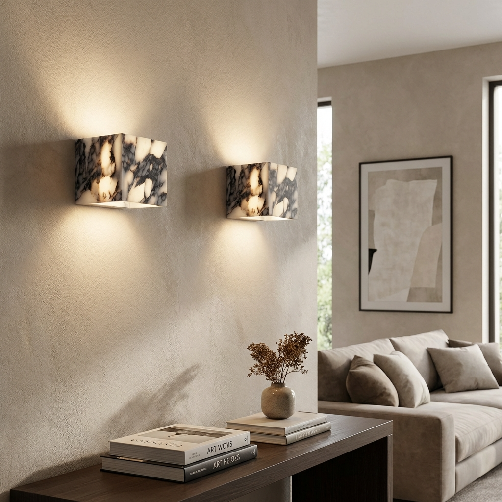 Natural Marble Square Wall Light