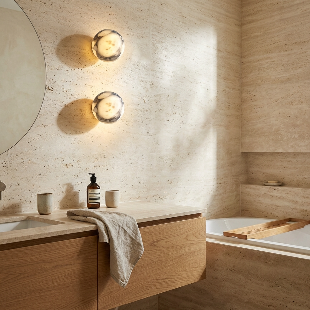 Natural Marble Stone Ball Wall Light