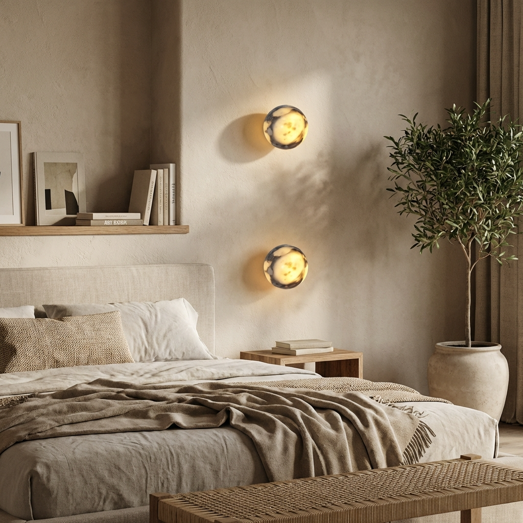 Natural Marble Stone Ball Wall Light