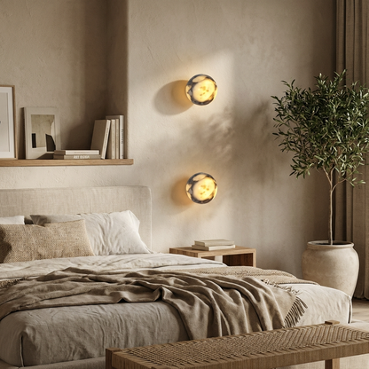 Natural Marble Stone Ball Wall Light